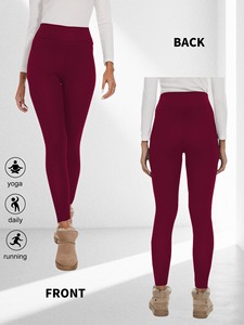 Leggings thermiques doublés en polaire pour femmes, taille haute, épais, chauds, élastiques, pour l'entraînement en hiver et les activités de plein air - Product Image 4