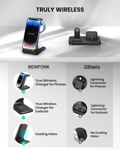 Support de charge sans fil CE <span class=keywords><strong>Chargeur</strong></span> sans fil 3 en 1 pour <span class=keywords><strong>iPhone</strong></span> <span class=keywords><strong>14</strong></span> <span class=keywords><strong>Pro</strong></span> Max <span class=keywords><strong>Apple</strong></span> Watch Ultra AirPods <span class=keywords><strong>Pro</strong></span> - Product Image 5
