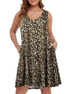 Robe de plage personnalisée imprimée à col en V et boutons, décontractée et ample, sans manches, style débardeur court et fluide, pour vacances en bord de mer, lavable, pour l'été - Product Image 2