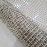 Tissu en maille de chanvre tricoté fourni par l'usine, résistant à l'abrasion, motif géométrique abstrait, matériaux artisanaux pour sacs en toile de jute grossière