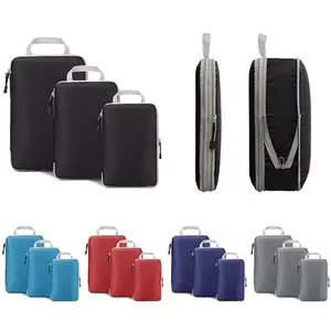 3PCS 여행 압축 포장 큐브 접이식 방수 보관 가방 가방 핸드백 수하물 정리함 나일론 휴대용