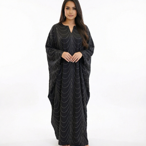2026 Islamic Muslim Abaya <b>Rhinestone</b> Loose V-neck Batwing Sleeves Maxi Breathable Plus Size Middle East Modest Women's <b>Dress</b> - Product Image 1