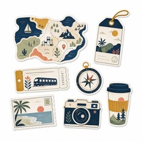 Pack d'autocollants sur le thème du voyage personnalisé pour journal, carnet, étiquette de bagage et décoration de papeterie