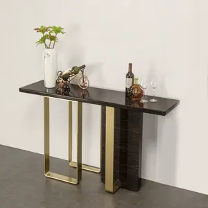 Оптовая продажа, современный роскошный современный стол-консоль для прихожей с золотым мраморным рисунком