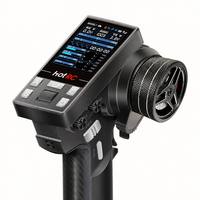 Transmitter HOTRC CT10B 10CH 2.4GHz dengan Receiver F-10A, Handwheel Logam, Layar Warna, Remote Control untuk Mobil RC, Tank, Pesawat, FPV