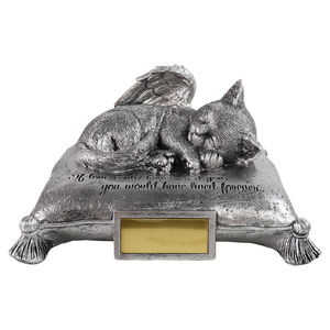 Urna conmemorativa de gato Ángel grabada personalizada con almohada, recuerdo de cenizas de cremación de gatito durmiente para mascotas amadas - Product Image 3