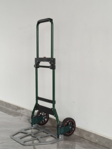 Carretilla <span class=keywords><strong>de</strong></span> Mano Plegable Verde <span class=keywords><strong>para</strong></span> Almacén con Mango Telescópico, Base <span class=keywords><strong>de</strong></span> Acero Hueca, Ruedas Silenciosas con Borde Rojo y Logotipo Personalizado - Product Image 3