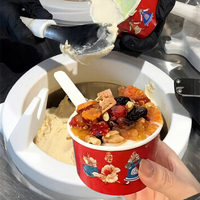 Excellent équipement de restauration commerciale : Machine à gelato Miles avec garantie de 2 ans, chariot à crème glacée à 2 saveurs avec roues, chariot alimentaire extérieur