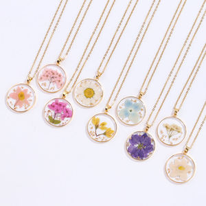 Collana con ciondolo fiore essiccato elegante Design floreale personalità elegante collo gioielli creativi minimalisti <span class=keywords><strong>regali</strong></span> speciali per le donne - Product Image 1