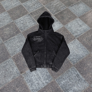 Sudadera con Capucha Extra Grande de Felpa Lavada al Ácido para Hombre, Chaqueta de Estilo Urbano con Logotipo de Letra Personalizado para Otoño - Product Image 2