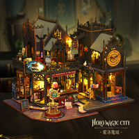 En gros Magic Clock Town Diorama architectural 3D en bois à monter soi-même, type 'Book Nook', Puzzle, STEM, Décoration artisanale pour mini-maison de poupées, Cadeau pour adultes
