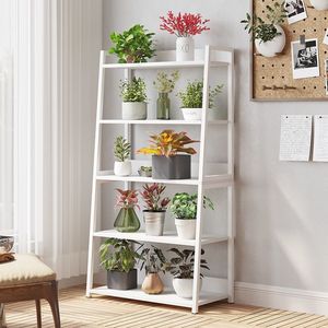 Nordic Style Ladder <b>Shelf</b> 6 Tier White Metal Bookcase Storage Rack For <b>Bedroom</b> Kitchen Office Home Organization - Product Image 4