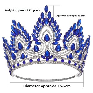 Lussuosa Tiara <span class=keywords><strong>da</strong></span> Sposa con Design Incrostato di Strass e Diamanti, Elegante Corona Barocca <span class=keywords><strong>da</strong></span> <span class=keywords><strong>Regina</strong></span> per Cerimonie Nuziali e Feste - Product Image 4