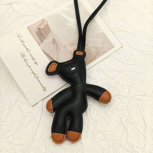 Hot Selling Cute Bear Keychain Creative Cartoon Leather Pendant for <b>Backpacks</b> Bags Car Keys Adorable Gift Decoration - Product Image 6