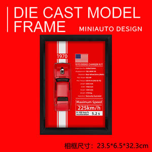 Modèles de voitures en alliage personnalisé Cadre photo en bois 3D avec voiture miniature en métal moulé sous pression en alliage 1/32 avec boîte de peinture murale - Product Image 3