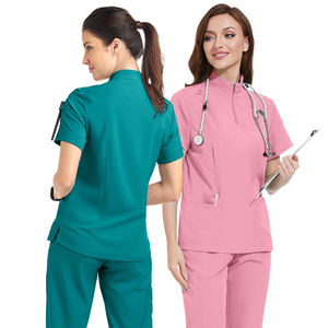 간호사 병원 유니폼 스트레치 스판덱스 스크럽 세트 포켓 간호사 유니폼 의사 수술 바지 뷰티 살롱 스파 유니폼 - Product Image 3