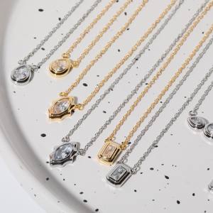 MICCI Edelstahl-Schmuck Maßgefertigte 18K Vergoldete Edelstahl-Halskette mit Zirkonia Y-förmig Lang und Zierlich - Product Image 3