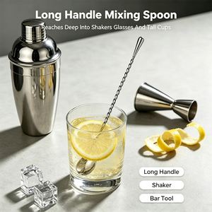 Cuchara de Barra de Acero Inoxidable 304 con Mango Largo, Cuchara de Metal en Forma de Lágrima, Cuchara para Mezclar Cócteles, Herramientas de Bar - Product Image 3