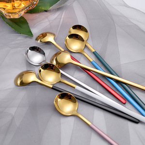 Cuillère tendance en acier inoxydable style Ins, cuillères créatives rondes pour glace et dessert, petite cuillère à melon et à fruits - Product Image 3