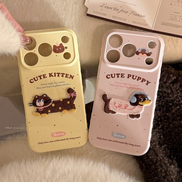 Cute cartoon Puppy Mobile Phone Case for iPhone 17 Pro Max 16 plus 15 14 13 pro max Soft TPU cute Kitten Shockproof cover back