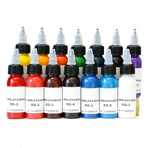 Kit d'encre pour tatouage 1oz 14 couleurs 30ml Pigment noir pour débutants Fournitures d'entraînement pour artistes - Product Image 1
