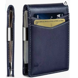 Muestra gratuita: Bolso casual con clip para billetes - Bolsos casuales para hombre, delgados, con bolsillo frontal, bloqueador de tarjetas, minimalistas, de cuero - Product Image 2