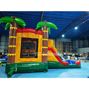 Castillo Inflable Comercial con Tobogán Acuático de Doble Carril, Diseño de Palmera Tropical, Inflable Húmedo/Seco para Fiestas - Product Image 3