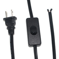 Netzkabel mit Ein-/Aus-Schalter, abisoliertes Buchsen-Verlängerungskabel für LED-Leuchten und Computer, EU/US-Stecker