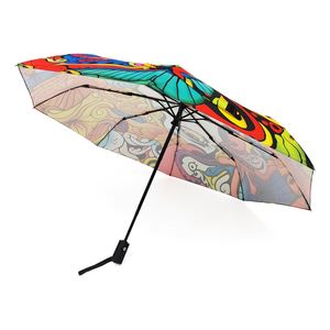 Parapluies pliants en pongé de haute qualité OEM/ODM en gros, boîte cadeau, protection intégrale, entièrement automatiques, 8 baleines, parapluie personnalisé avec logo en verre - Product Image 2