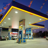 Structure en acier de qualité supérieure, conception de station-service préfabriquée, auvent de station-service miniature, marque LED Zzc, ZZC-001, durée de vie de 8 ans