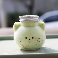 Bouteille d'eau personnalisée 500 ml 16 oz en forme de chat Kawaii, contenant d'emballage pour boissons à emporter, tasses à thé au lait, thé aux bulles Boba avec couvercle