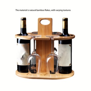 Porte-verres à vin suspendu en bois au design moderne avec ornements, support portable pour verres à pied long, pour l'extérieur, support à verres à l'envers - Product Image 2