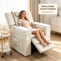 Fauteuil de pédicure professionnel avec lavabo en céramique intégré, spa pour les pieds à remous, massage électrique et fauteuil inclinable – Équipement pour salon de manucure