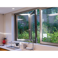 Fenêtre pliante moderne multi-panneaux en aluminium à ouverture extérieure, grande vue pour l'observation du paysage dans la salle à manger de la maison