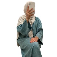 Abaya Fermée en Lin Personnalisée de Haute Qualité pour l'Aïd, Robe Islamique Nouvelle Mode, Abaya de Dubaï pour Femme Musulmane