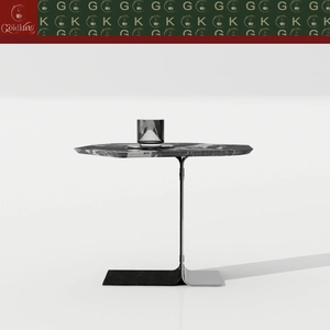 Table d'appoint de salon d'angle GOLDKING en marbre noir avec plateau octogonal asymétrique et base en acier inoxydable – Vente directe OEM/ODM - Product Image 3