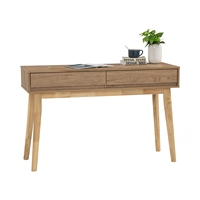 Table console scandinave moderne HIRADO en chêne naturel compact, pieds en chêne malaisien, table d'entrée fine pour petit appartement