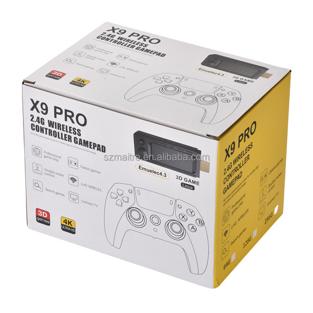 X9 Pro Game Stick Retro 4K TV HD Video Game Console Classic Gaming Console 64GB 30000 Games TV Wireless Gamepad Stick
