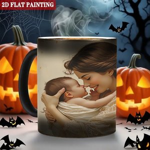 Mug en céramique thermosensible 11oz noir givré, prêt pour la sublimation, pour création artistique personnalisée - Product Image 6