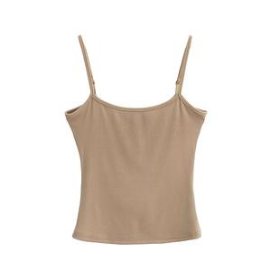 Tracolla regolabile CNSHELL con collo quadrato canottiera da donna tinta unita Basic sottile corta costola Casual - Product Image 4