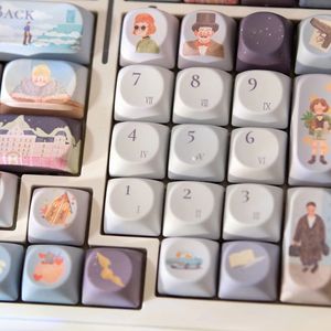 Personnalité <span class=keywords><strong>Film</strong></span> Poésie Lignes Keycaps Cerise/SOA Profil PBT Dye Subbed Keycap pour Mx Switch <span class=keywords><strong>Clavier</strong></span> Mécanique - Product Image 3