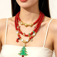 FM-LHN2244 Magnifique Collier Plaqué Or avec Pendentif Croix/Cœur, Breloque Coquillage Religieuse, Vente en Gros, Collier Tendance pour Femme avec Perles Blanches