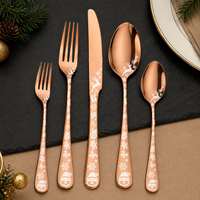 Juego de Cubiertos de Acero Inoxidable con Diseño Navideño de 20 Piezas con Caja de Regalo para Fiestas, Bodas y Restaurantes