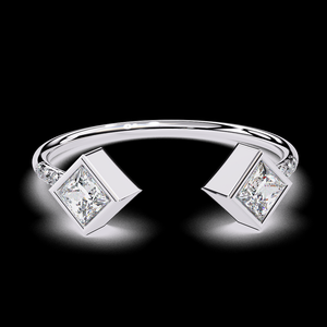 Anillo de Compromiso de Diamantes Naturales con Corte Princesa de Dos Piedras en Oro de 18K para Mujer, Conjunto de Joyería Elegante de la India - Product Image 2