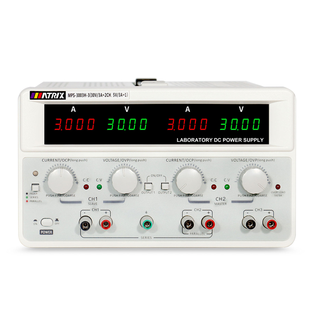 MATRIX MPS-3003H-3 195W Three Channel Linear DC Power Supply 30V 3A 5V 3A Triple Output Industrial Use Input Voltage 110V/220V