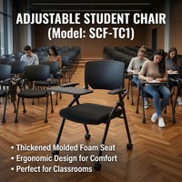 Tablette d'écriture ergonomique pliable pour étudiant, avec accoudoir réglable, 50 cm, noire, design moderne, en plastique, pour salle de classe - Fournisseur Or