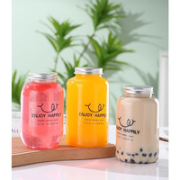 Bouteilles Rondes de Jus de 16 oz en Plastique avec Bouchons, Contenants Transparents pour Boissons et Smoothies