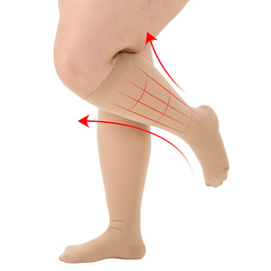 Chaussettes <span class=keywords><strong>de</strong></span> compression fines pour femmes, longueur genou, 15-20 mmHg, antibactériennes, respirantes, antidérapantes, avec revers, certifiées CE, pour le sport et l'usage quotidien - Product Image 1