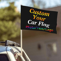 Drapeau de voiture suspendu de qualité supérieure 12x18 pouces avec mât en plastique pour publicité, en polyester imprimé numérique imperméable, taille personnalisée disponible