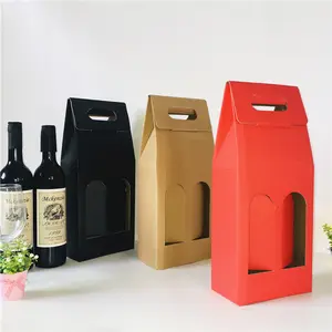 Bouteilles de vin en carton ondulé Kraft Offre Spéciale, emballage de transport, boîte-cadeau Gable